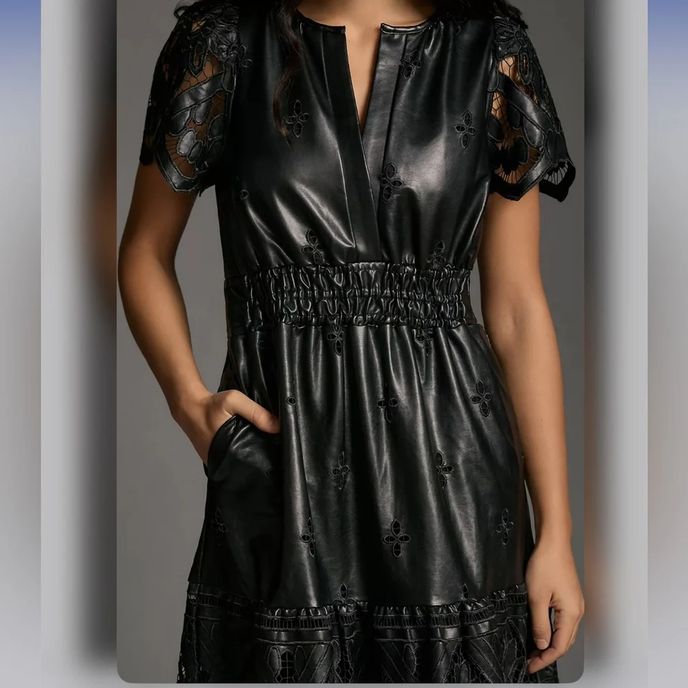 The Somerset Maxi Dress: Faux Leather Embroidered Edition 🔥 - Picture 4 of 10